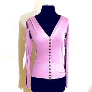 NWOT Blush Vneck cardigan gold snap buttons size S.